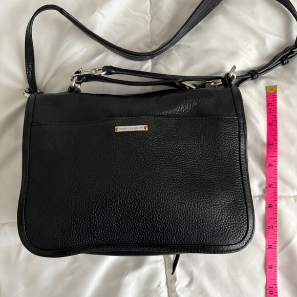 REBECCA MINKOFF Black Pebbled Leather Top Handle Crossbody Bag - Picture 8 of 10
